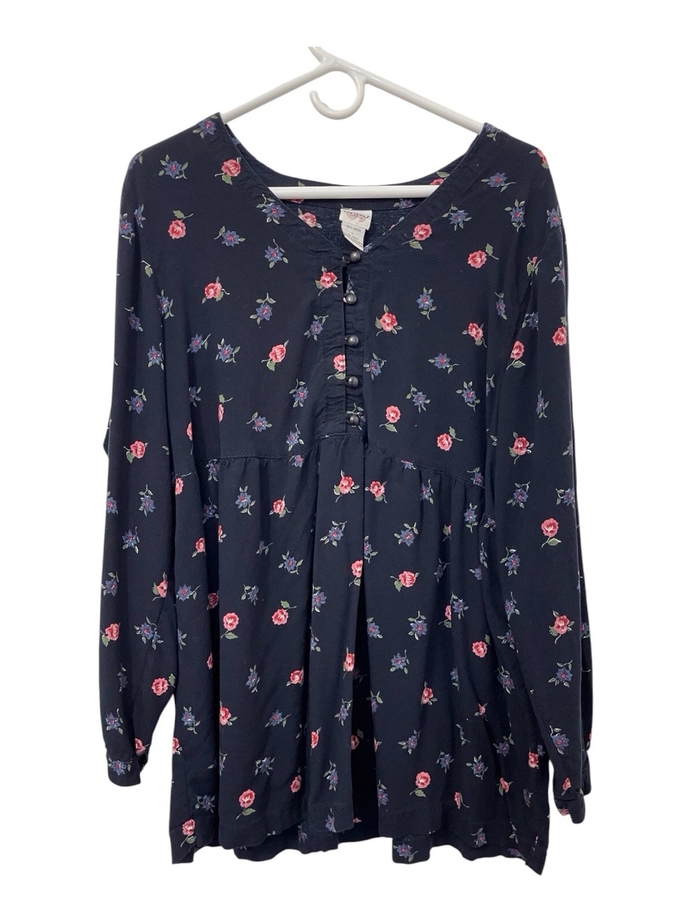 Sostanza Dark Blue Floral Maternity Blouse, Large.